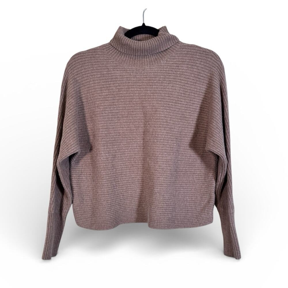 Babaton Aritzia Brown Ribbed Slouchy Sweater Womens XS Fall Minimalist Staple